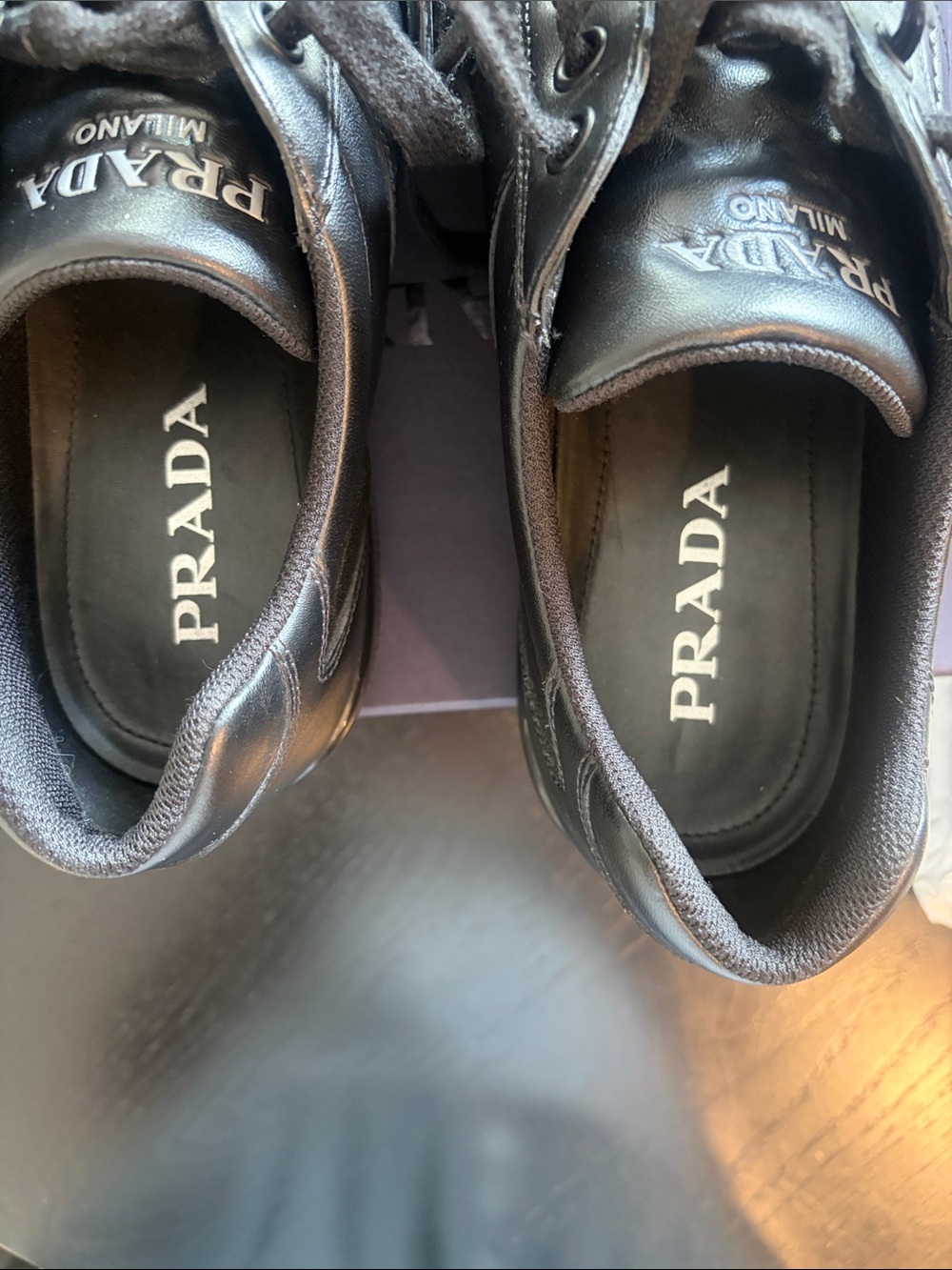 Men’s PRADA black trainers Calzature Uomo Vitello soft Size 10.5 - Picture 8 of 13